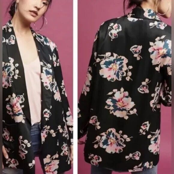 Anthropologie Jackets & Blazers - Anthropologie ett:twa Floral Tavie open front satin blazer, sz XS New with Tags